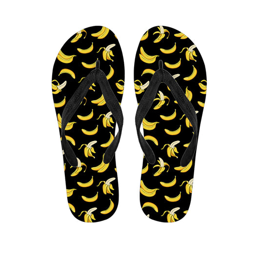 Black Hawaiian Banana Print Flip Flops - 1