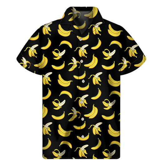 Island Vibes: Tropical Banana Print Hawaiian Short Sleeve Shirt - 1