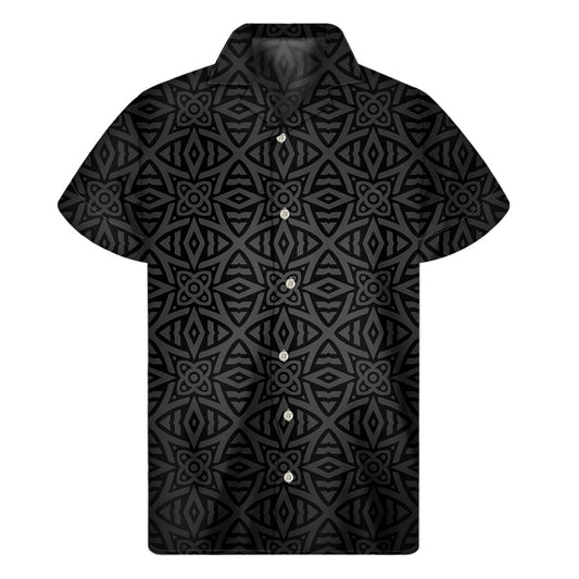 Pacific Paradise: Men's Short Sleeve Hawaiian Shirt with Celtic Symbol Print - 1