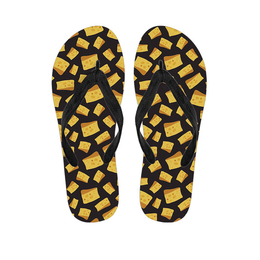 Black Cheese and Holes Pattern Hawaiian Flip Flops: Add Some Aloha to Your Outfit! - 1