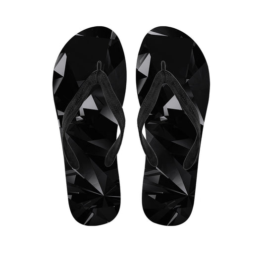 Black Diamond Print Hawaiian Outfit with Stylish Flip Flops - 1