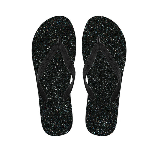 Black Glitter Print Hawaiian Flip Flops: The Perfect Addition to Your Island-Inspired Outfit - 1