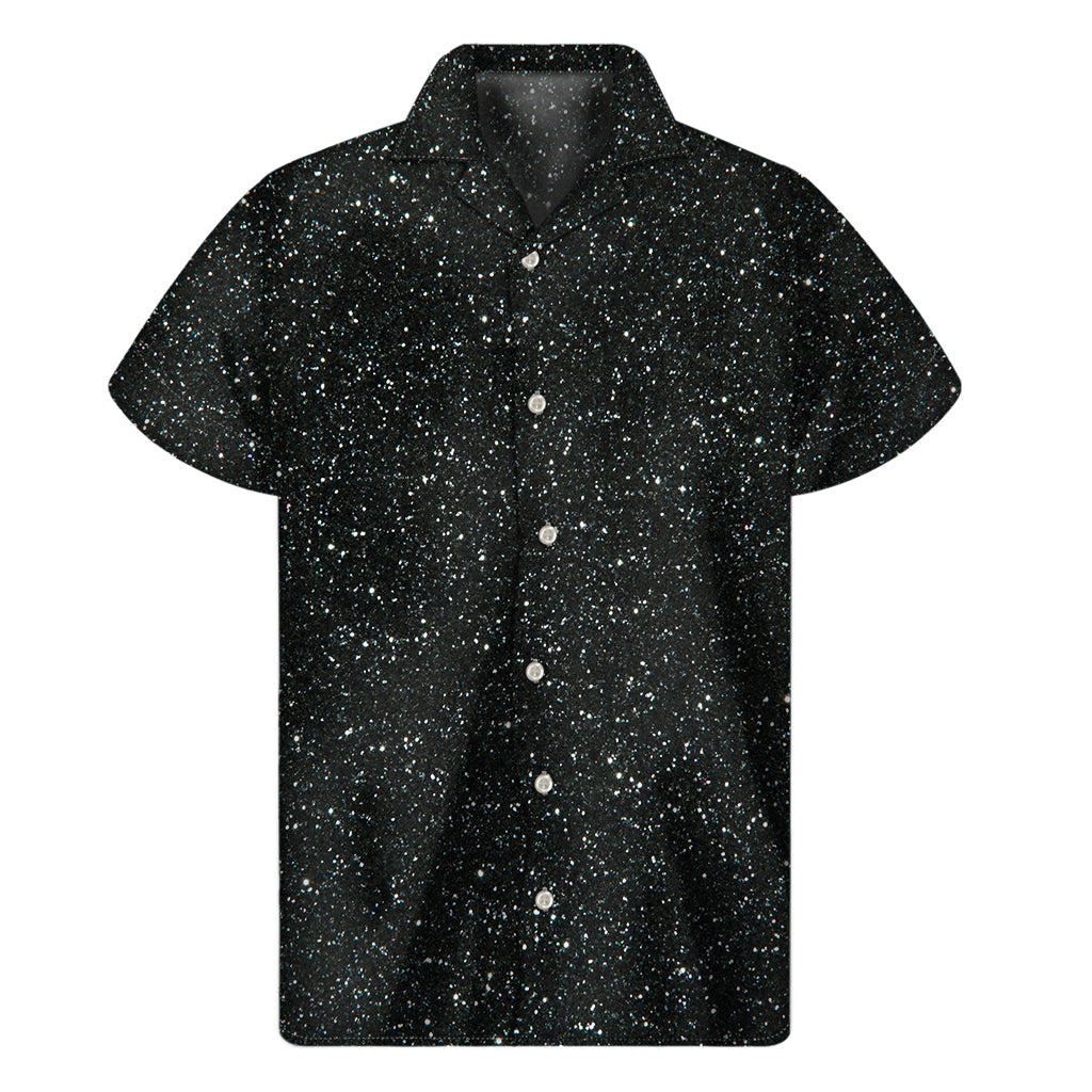 Black Glitter Print Hawaiian Shirt for Men - 1