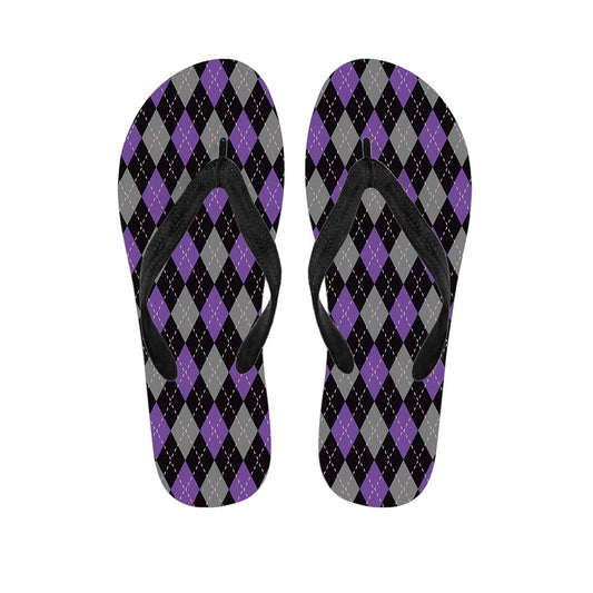 Purple Argyle Print Hawaiian Outfit with Matching Flip Flops - 1