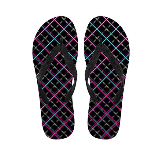 Tropical Bliss: Hawaiian Tartan Print Flip Flops for Perfect Island Style - 1