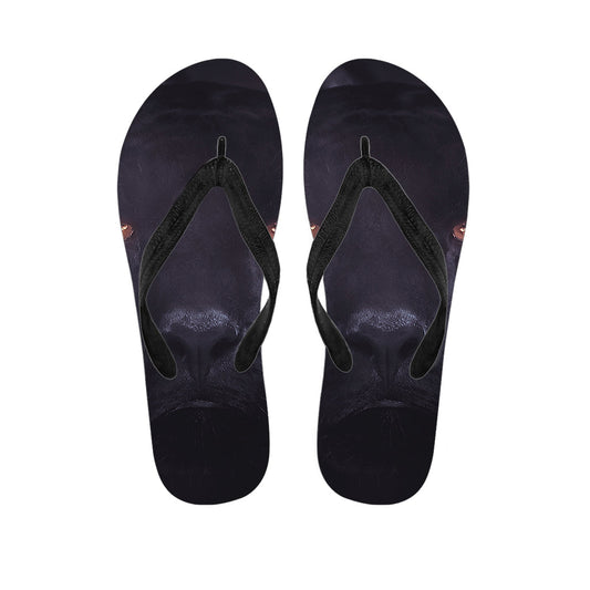 Jungle Vibes: Black Jaguar Print Hawaiian Outfit with Matching Flip Flops - 1