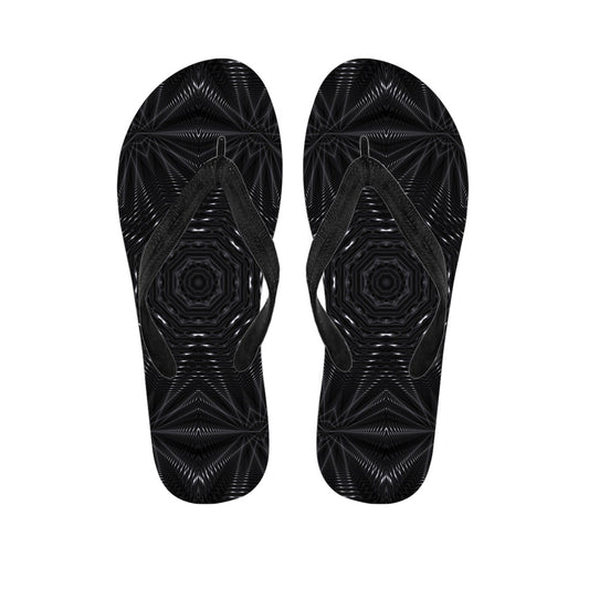 Black Kaleidoscope Print Hawaiian Flip Flops - 1