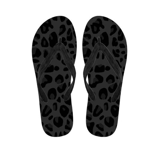 Black Leopard Print Hawaiian Style Flip Flops: Complete Your Island Outfit - 1