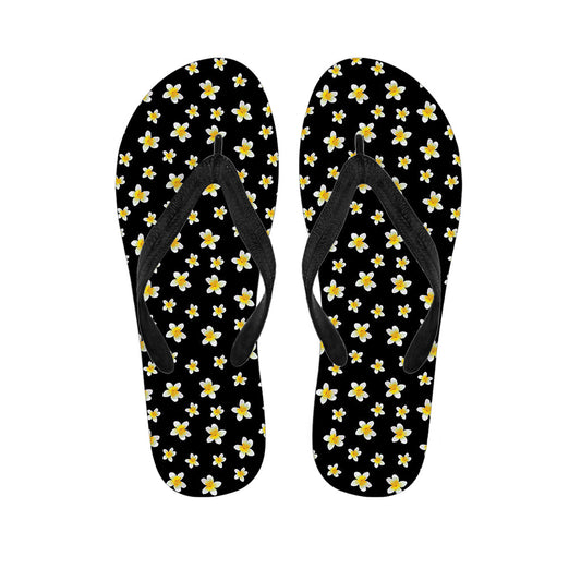Black Plumeria Flower Hawaiian Flip Flops: The Perfect Addition to Your Tropical Attire - 1