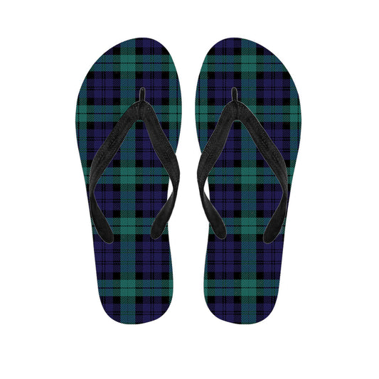 Black Watch Hawaiian Outfit with Tartan Print Flip Flops - 1