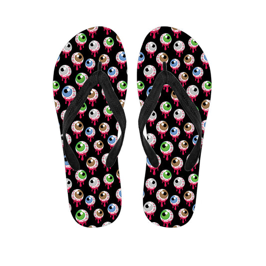 Bloody Eyeball Pattern Hawaiian Flip Flops: The Perfect Addition to Your Island Outfit - 1