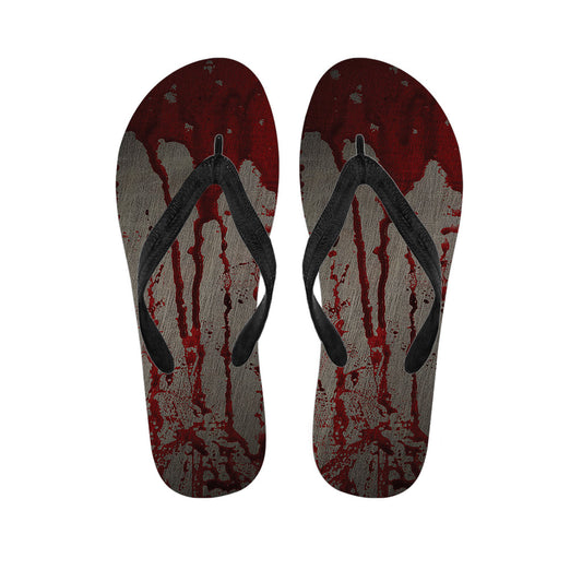 Island Style: Hawaiian Outfit with Bloody Metal Wall Print Flip Flops - 1
