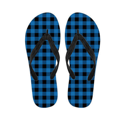 Blue and Black Buffalo Check Hawaiian Flip Flops: Embrace the Aloha Spirit! - 1