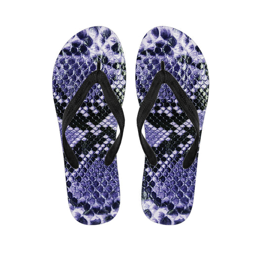Blue and Black Snakeskin Hawaiian Flip Flops: The Perfect Addition to Your Tropical Outfit - 1