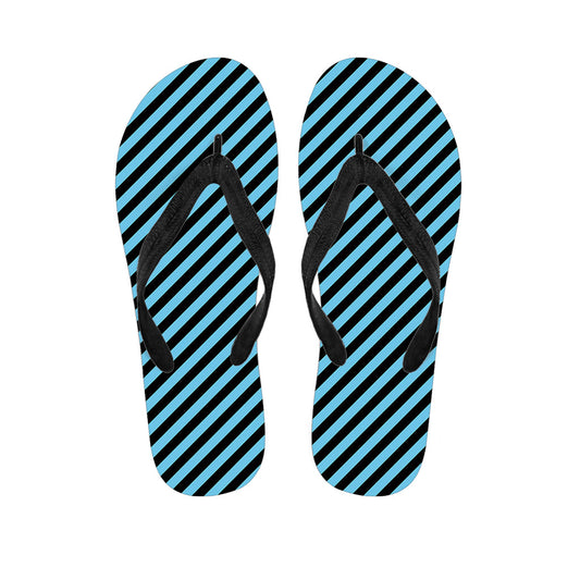 Blue and Black Stripes Hawaiian Flip Flops: The Perfect Addition to Your Tropical Outfit! - 1