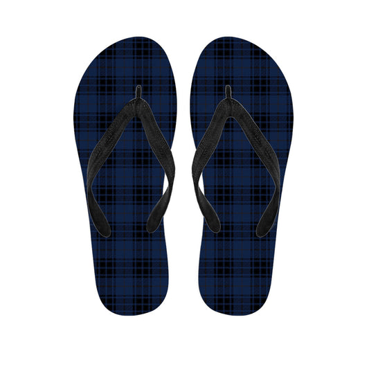 Tropical Blue and Black Tartan Pattern Hawaiian Flip Flops - 1