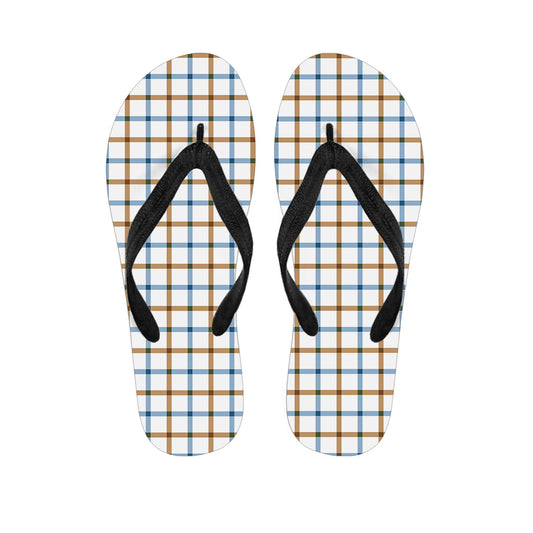 Blue and Brown Tattersall Hawaiian Flip Flops: The Perfect Addition to Your Island Outfit - 1