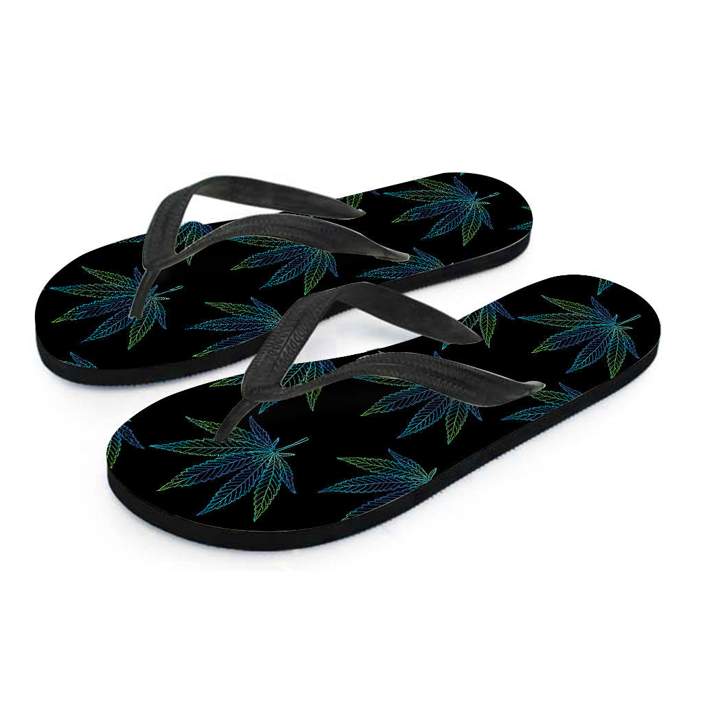 Blue and Green Hawaiian Leaf Print Flip Flops: The Perfect Accessory for Your Tropical Outfit - 2