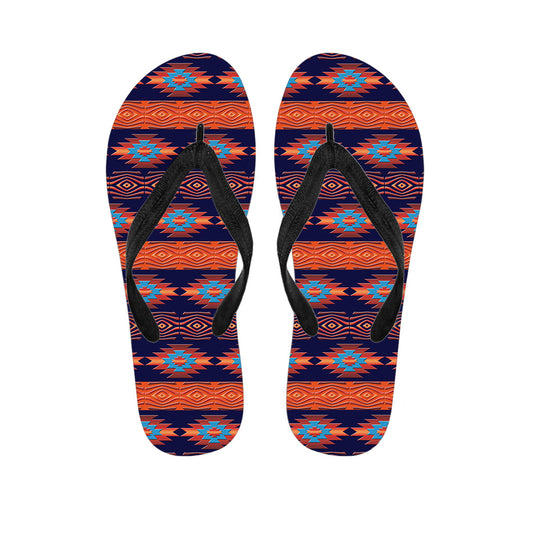 Blue and Orange Southwestern Print Hawaiian Flip Flops - Perfect for Your Island Style Outfit! - 1