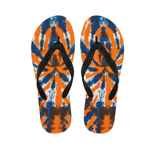Blue and Orange Spider Tie Dye Hawaiian Flip Flops: Tropical Style for Your Feet - 1