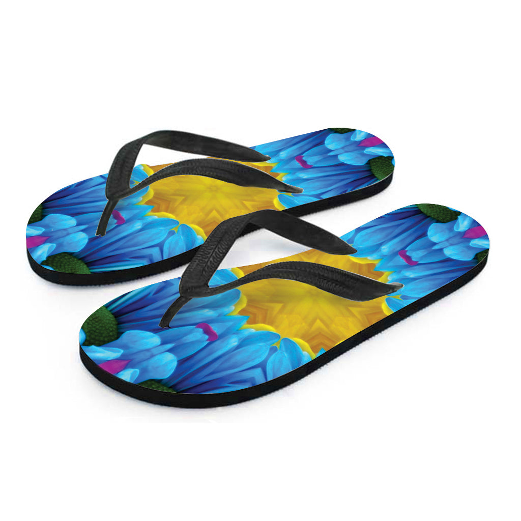 Blue and Pink Floral Hawaiian Flip Flops: Embrace the Island Vibes - 2