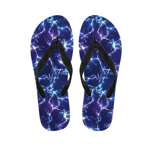 Blue and Purple Lightning Printed Hawaiian Flip Flops: Complete Your Tropical Outfit - 1
