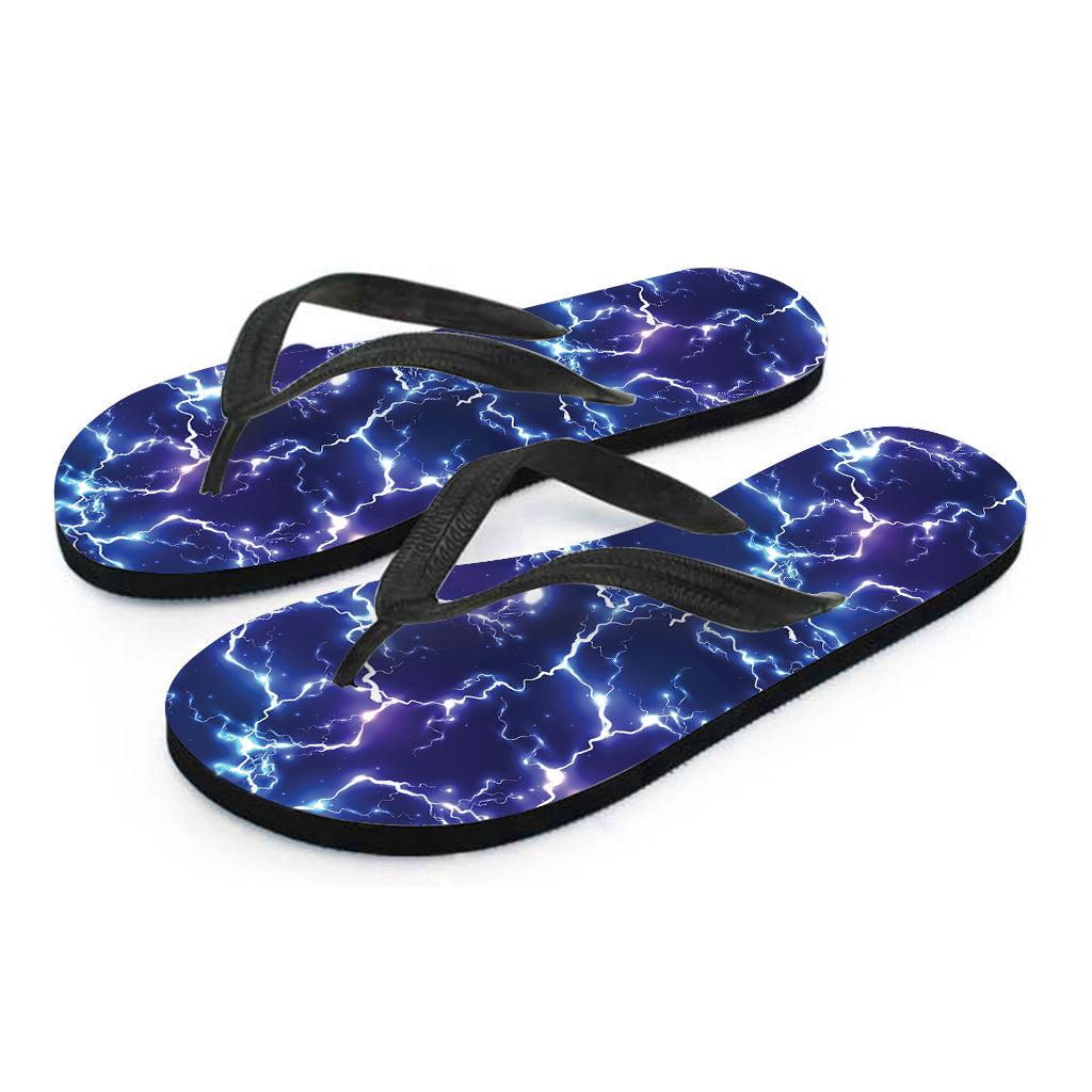 Blue and Purple Lightning Printed Hawaiian Flip Flops: Complete Your Tropical Outfit - 2