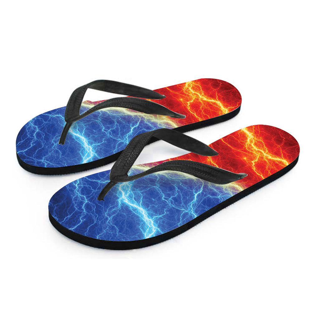 Blue and Red Lightning Print Hawaiian Flip Flops - 2