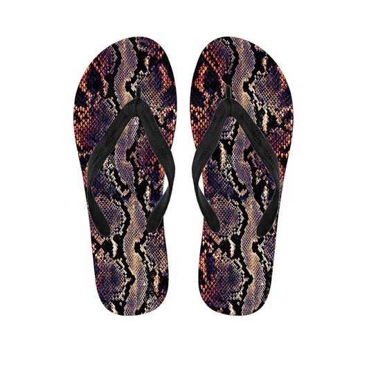 Blue and Red Snakeskin Print Hawaiian Flip Flops: The Perfect Addition to Your Island Attire - 1