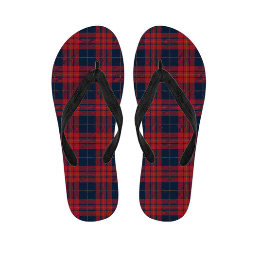 Blue and Red Tartan Pattern Hawaiian Flip Flops: The Perfect Addition to Your Aloha Attire - 1