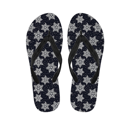 Blue and Silver Snowflake Hawaiian Flip Flops: Bring a taste of the islands to your outfit! - 1