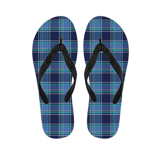 Blue and Teal Tartan Hawaiian Flip Flops: Embrace Island Style - 1