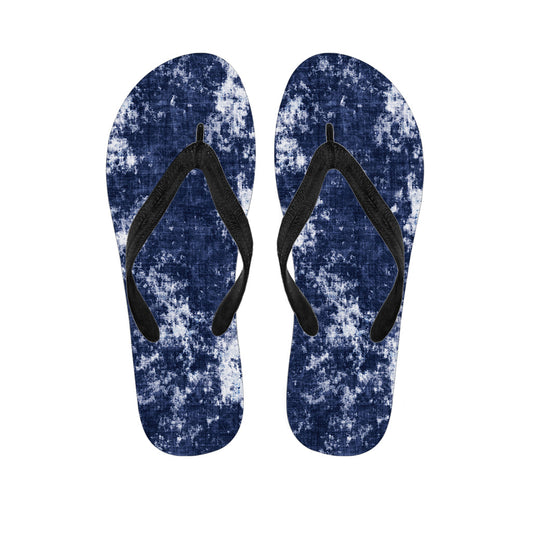 Blue and White Tie Dye Hawaiian Flip Flops for Stylish Island Vibes - 1
