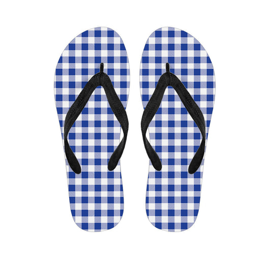 Blue and White Buffalo Check Hawaiian Flip Flops: A Stylish Addition to Your Island Ensemble - 1