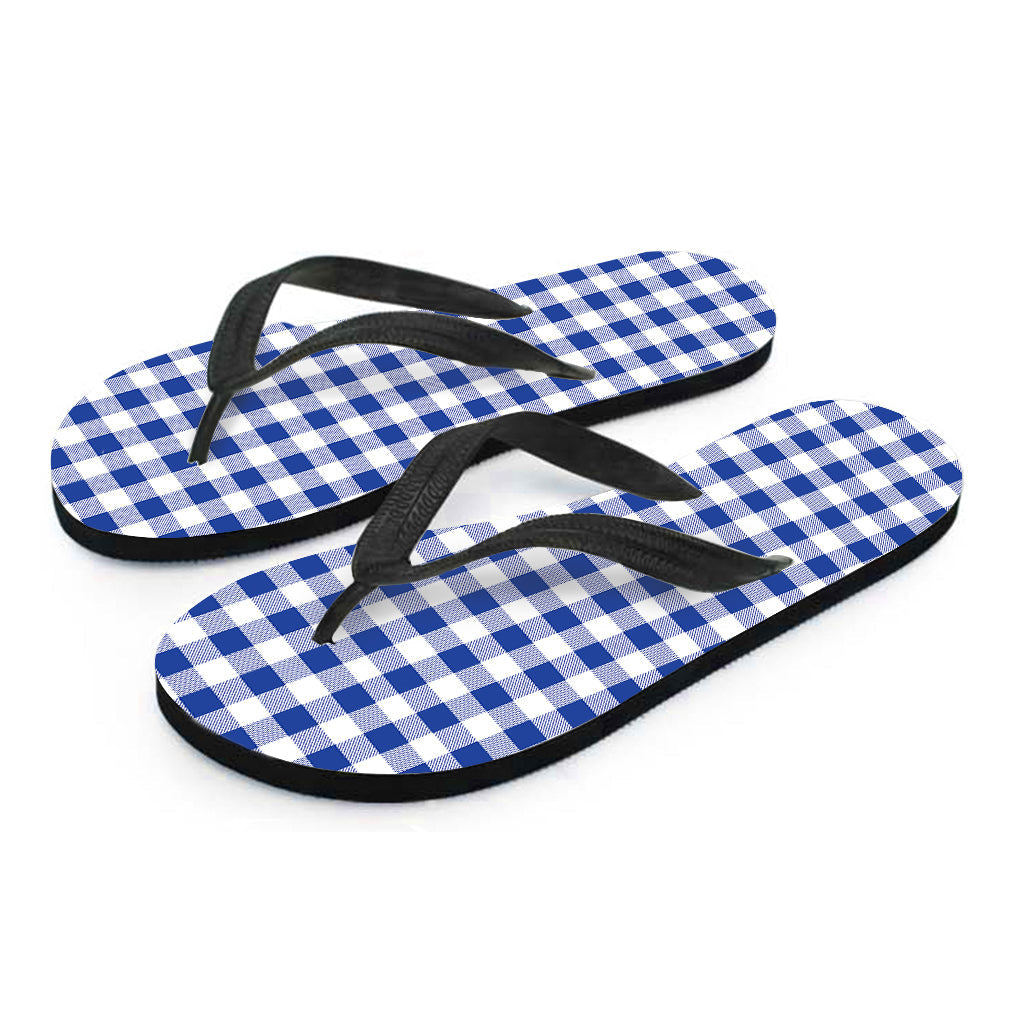 Blue and White Buffalo Check Hawaiian Flip Flops: A Stylish Addition to Your Island Ensemble - 2