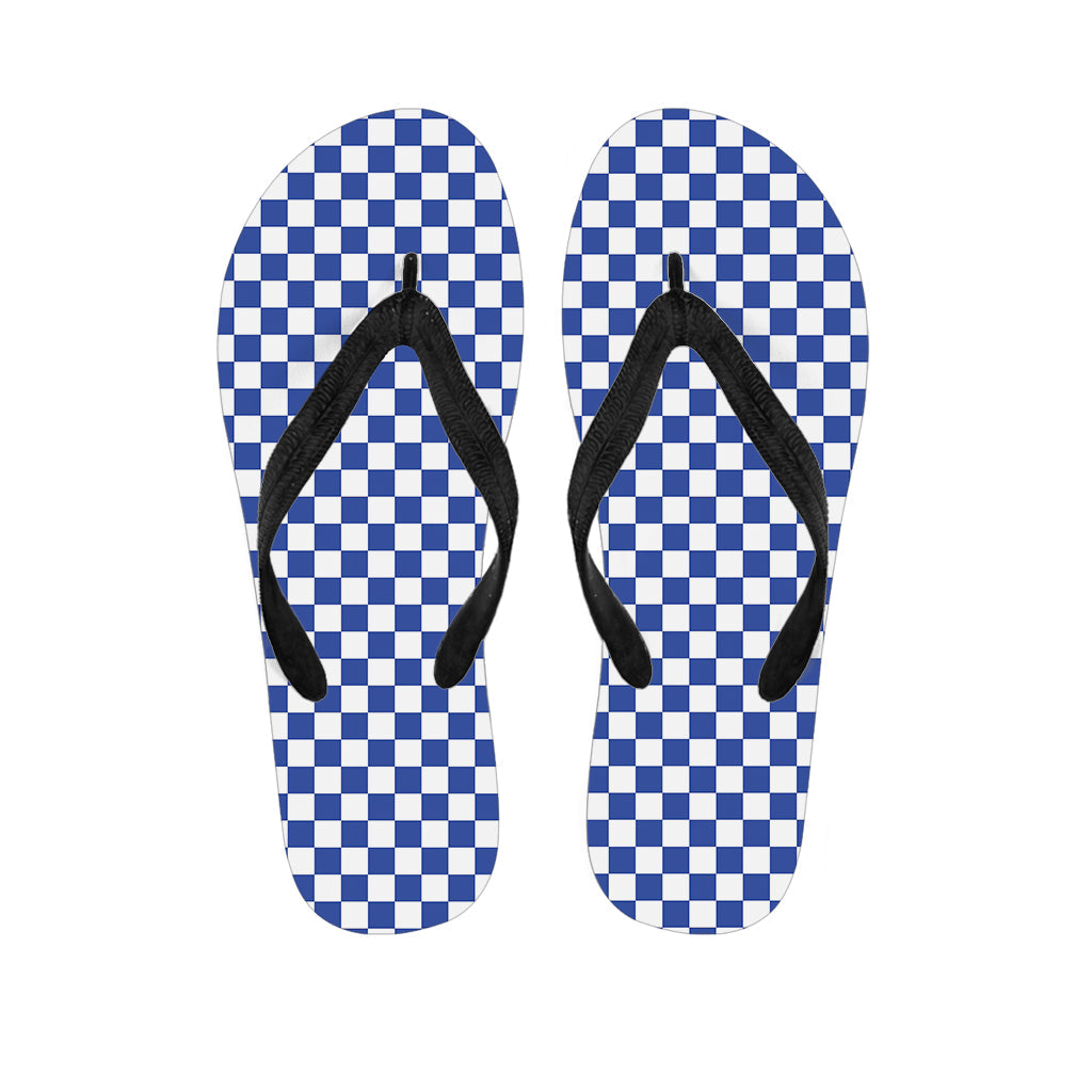 Blue and White Checkered Pattern Hawaiian Flip Flops: The Perfect Pair for Your Island Outfit - 1