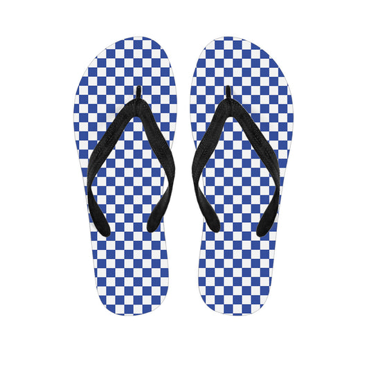 Blue and White Checkered Pattern Hawaiian Flip Flops: The Perfect Pair for Your Island Outfit - 1