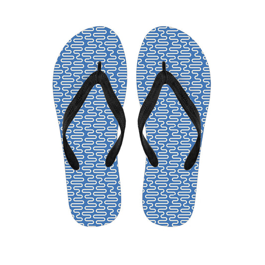 Blue and White DNA Pattern Hawaiian Flip Flops - 1