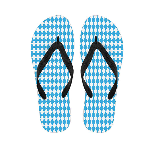 Blue and White Harlequin Hawaiian Flip Flops: Step into Aloha Style - 1