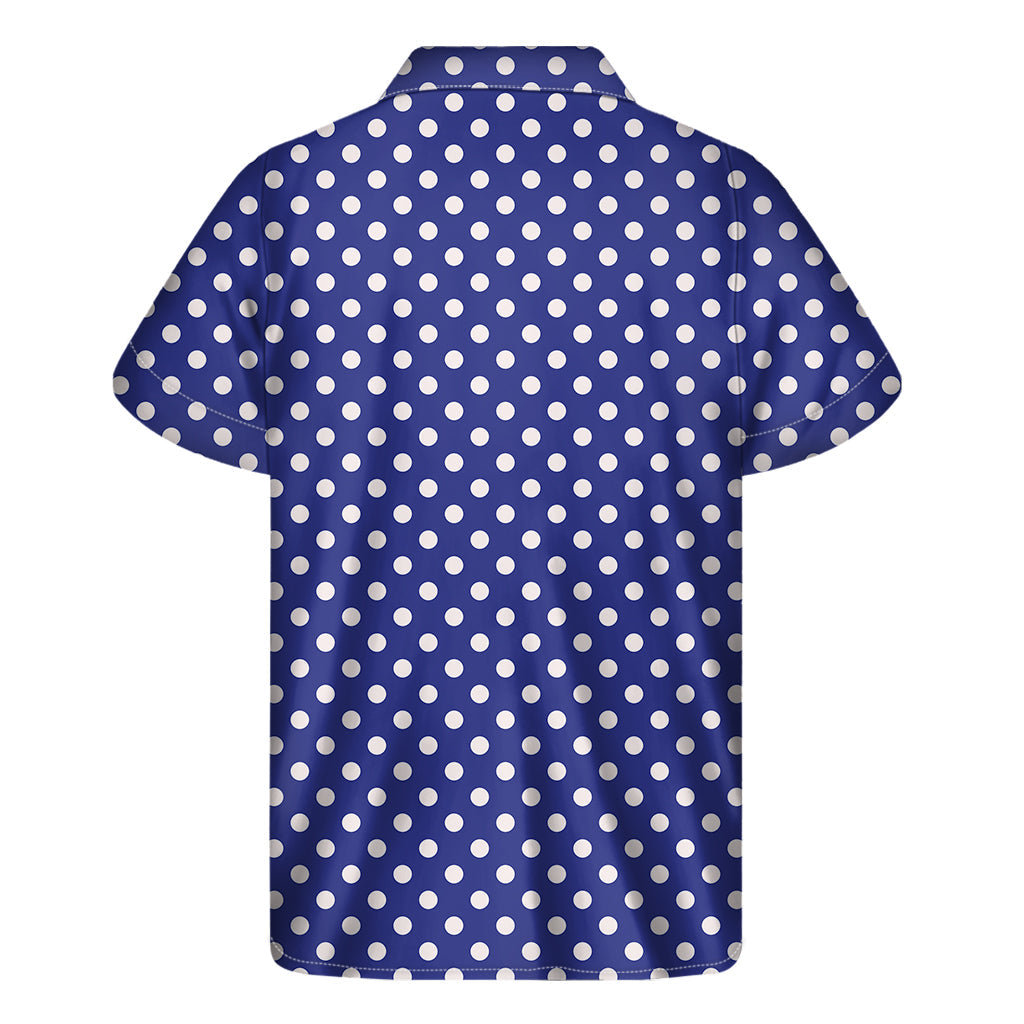 Blue and White Polka Dot Hawaiian Aloha Shirt - 2