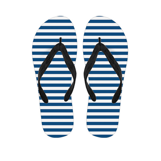 Get groovy with our Blue and White Striped Pattern Flip Flops - perfect for the hippie at heart! - 1