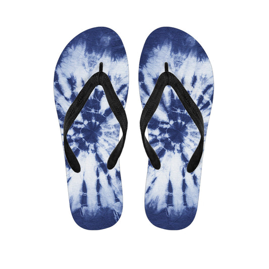 Blue and White Tie-Dye Hawaiian Flip Flops: Embrace the Aloha Spirit! - 1