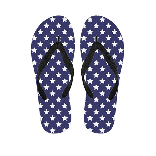 Hawaiian Starry Vibes: Blue and White USA Star Pattern Print Flip Flops and Matching Outfit - 1