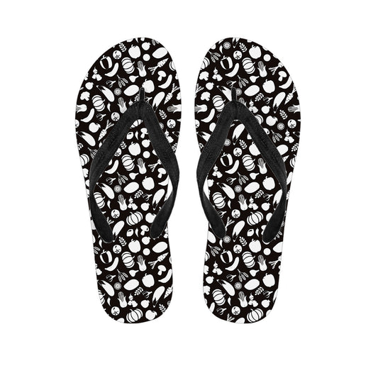 Blue and White Hawaiian Vegan Print Flip Flops: The Perfect Addition to Your Island Style - 1