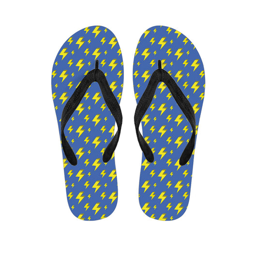 Blue and Yellow Lightning Hawaiian Flip Flops: Perfect Pair for Your Hawaiian Outfit - 1