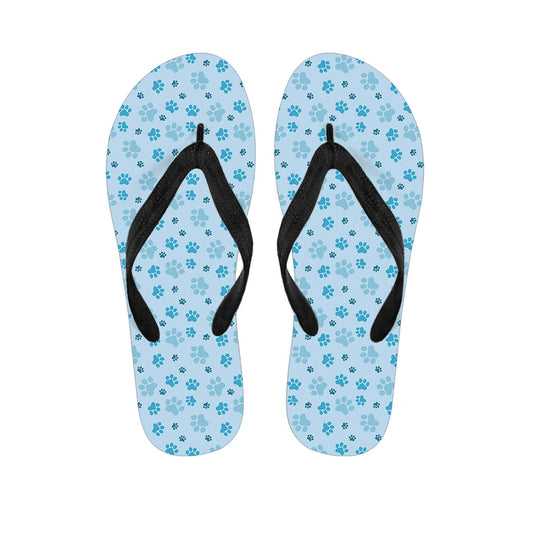 Blue Animal Paw Pattern Hawaiian Flip Flops: The Perfect Accessory for Your Tropical Outfit - 1