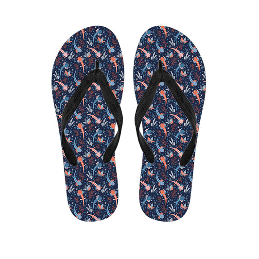 Blue Axolotl Hawaiian Style Flip Flops: The Perfect Addition to Your Tropical Outfit - 1