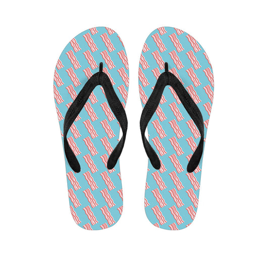 Blue Bacon Patterned Hawaiian Flip Flops: The Ultimate Island Style - 1