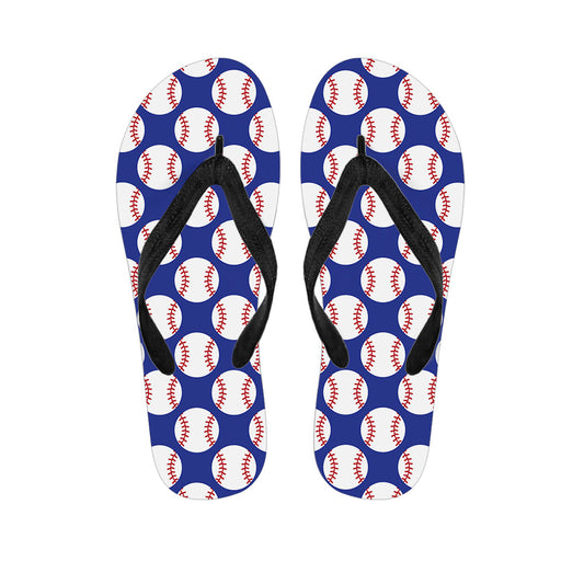 Blue Baseball Pattern Print Hawaiian Flip Flops: The Perfect Addition to Your Aloha Outfit - 1