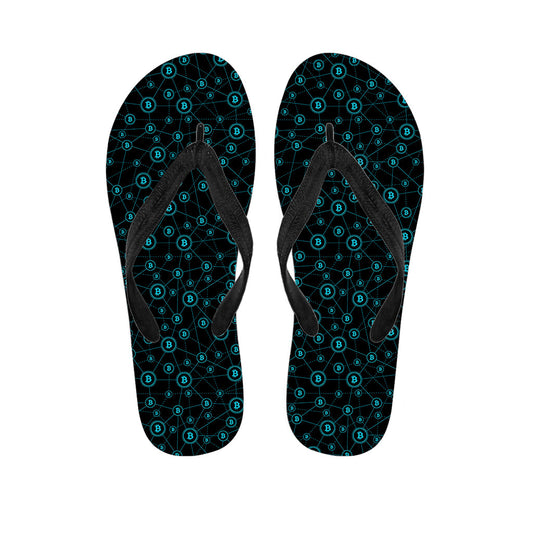Blue Bitcoin Pattern Hawaiian Flip Flops: The Perfect Addition to Your Hawaiian Outfit - 1
